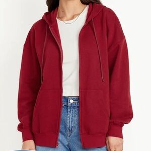 Old Navy Red SoComfy Oversized Zip Hoodie Sweatshirt Women’s Size Small NEW
